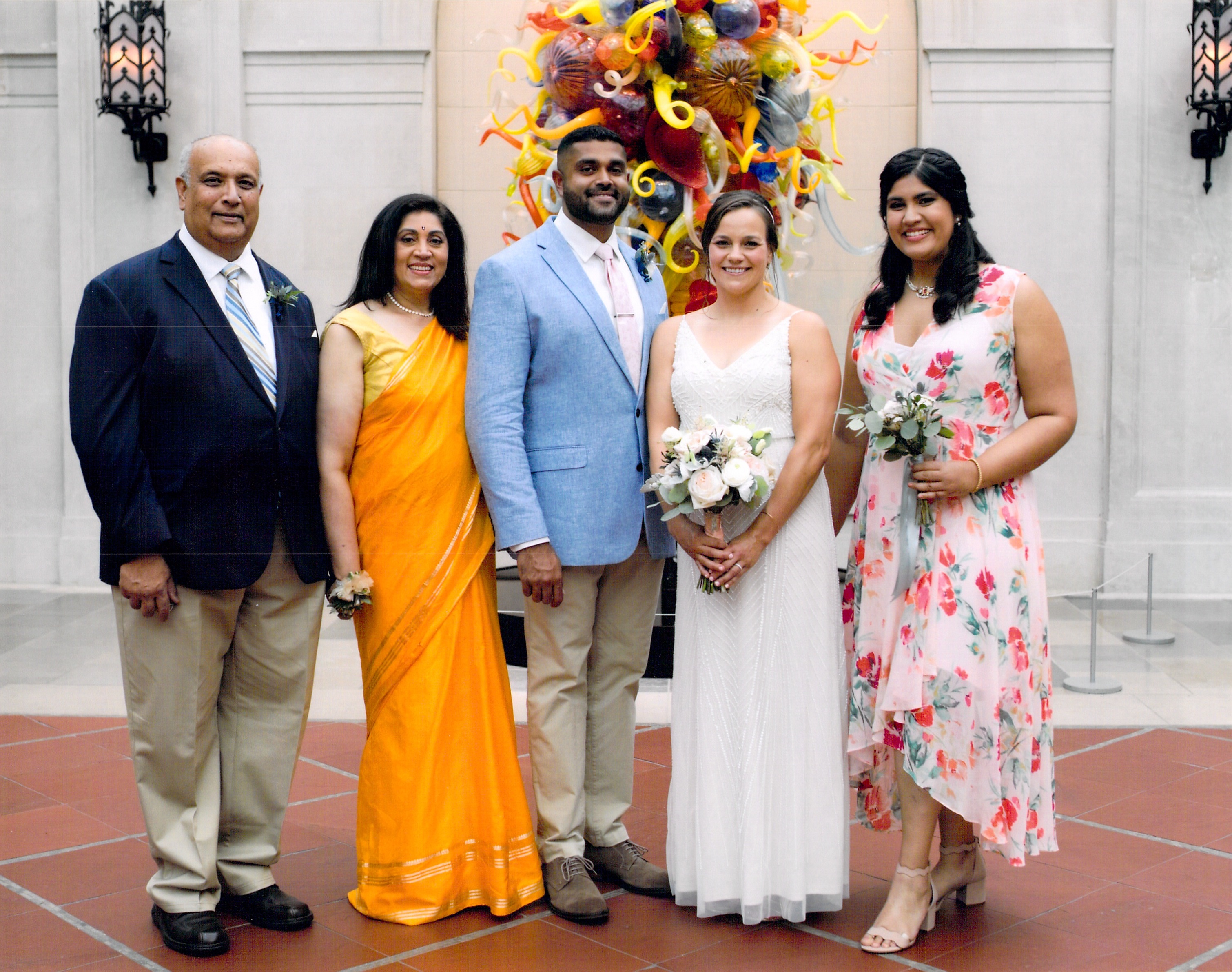 Bhat with her husband and children in Ohio